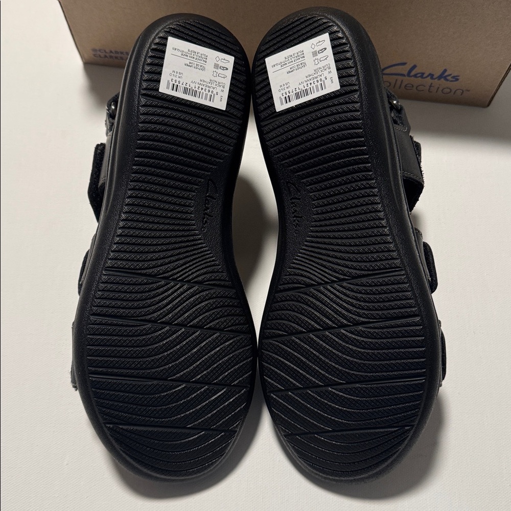 Clarks Sandals Womens 6 Black Leather Laurieann Ivy - Picture 4 of 5